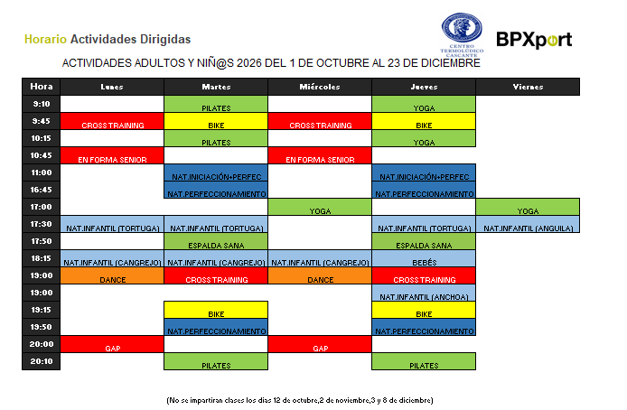 Plantilla de actividades